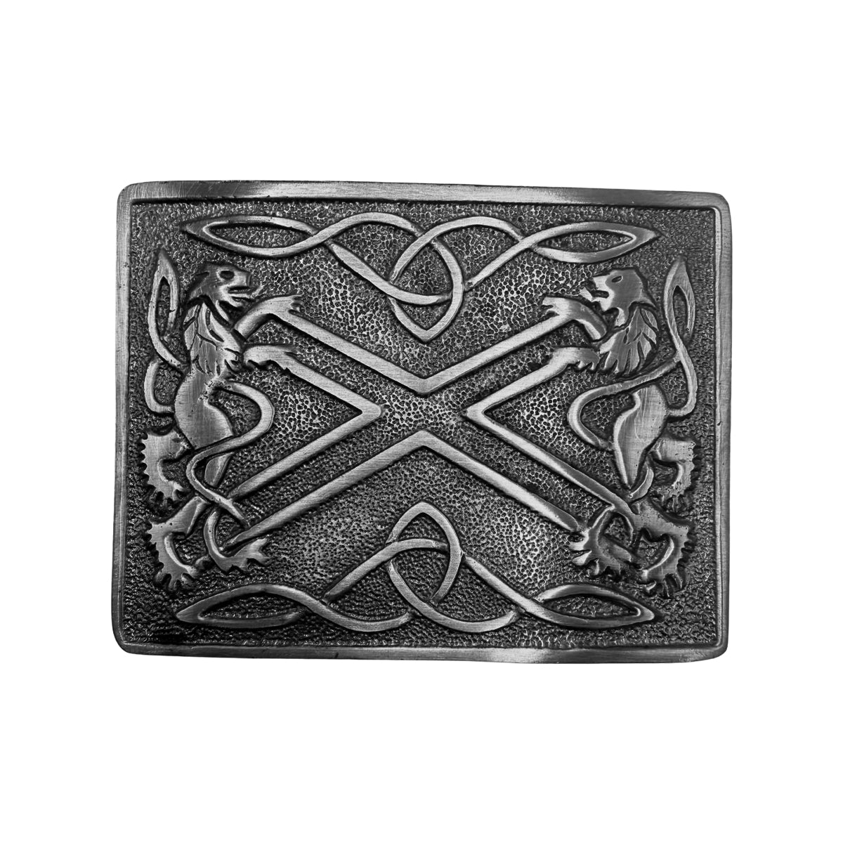 Scottish Saltire & Lion Kilt Belt Buckle Chrome/ Antique/ Black Finish Band