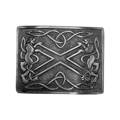 Scottish Saltire & Lion Kilt Belt Buckle Chrome/ Antique/ Black Finish Band