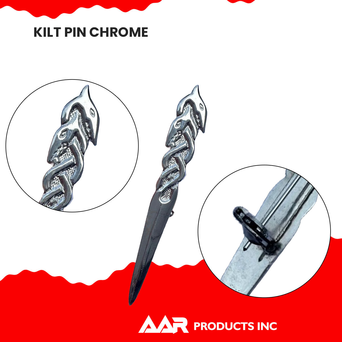 Kilt Pin Scottish Serpent Kilts Pin Highland Color Chrome Finish Size 4"