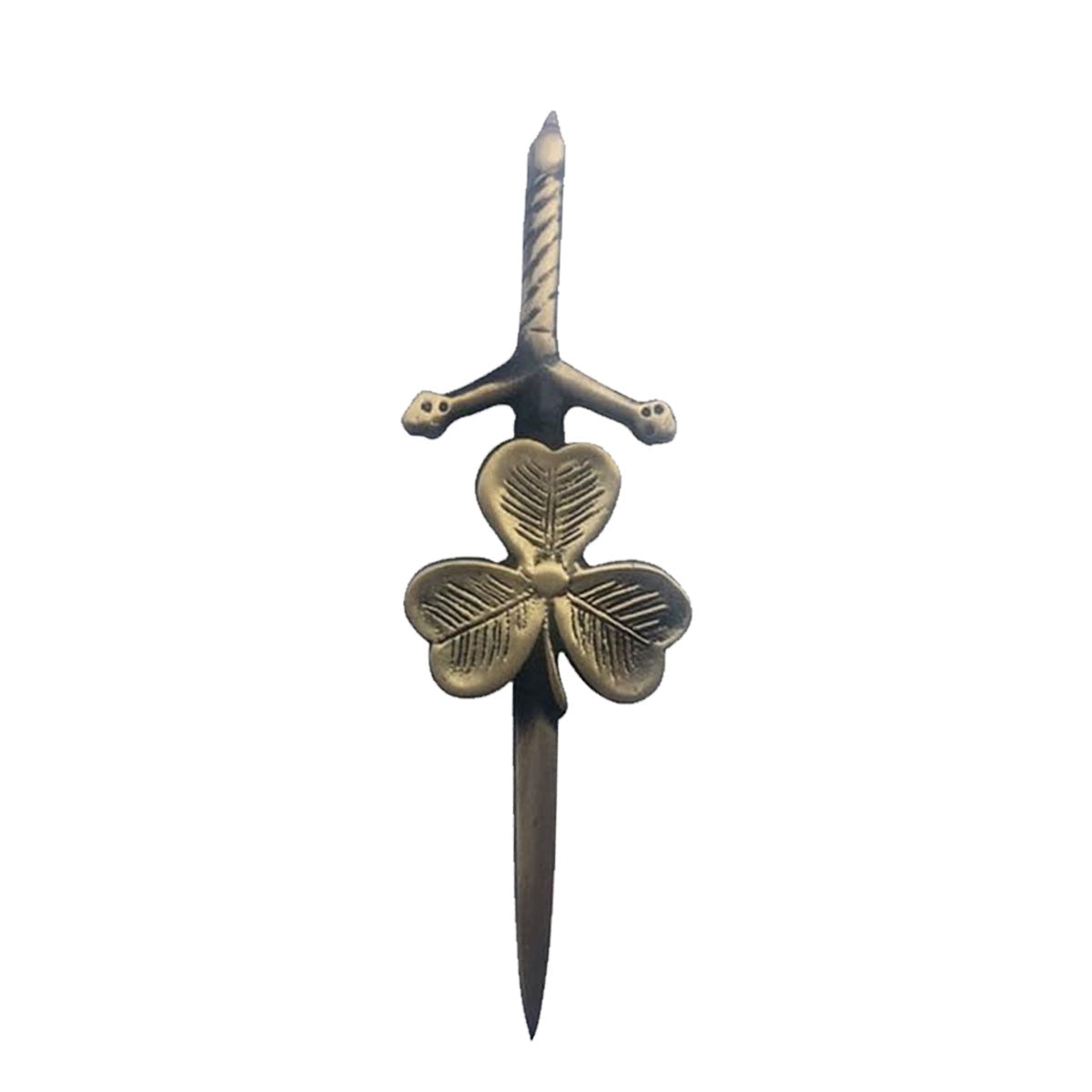 Shamrock Kilt AAR Pin Celtic Highland Design, 4-Inch with Locking Antique Chrome Pin Scottish Kilt Accessory