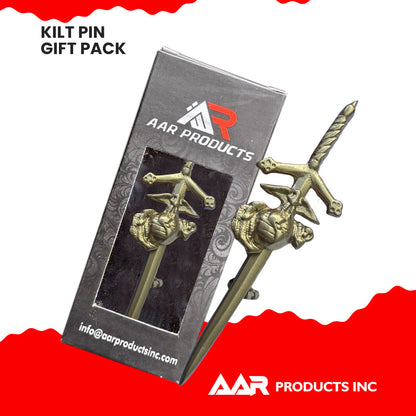AAR Scottish US Marine Corps Kilt Pin 4" Gold Finish