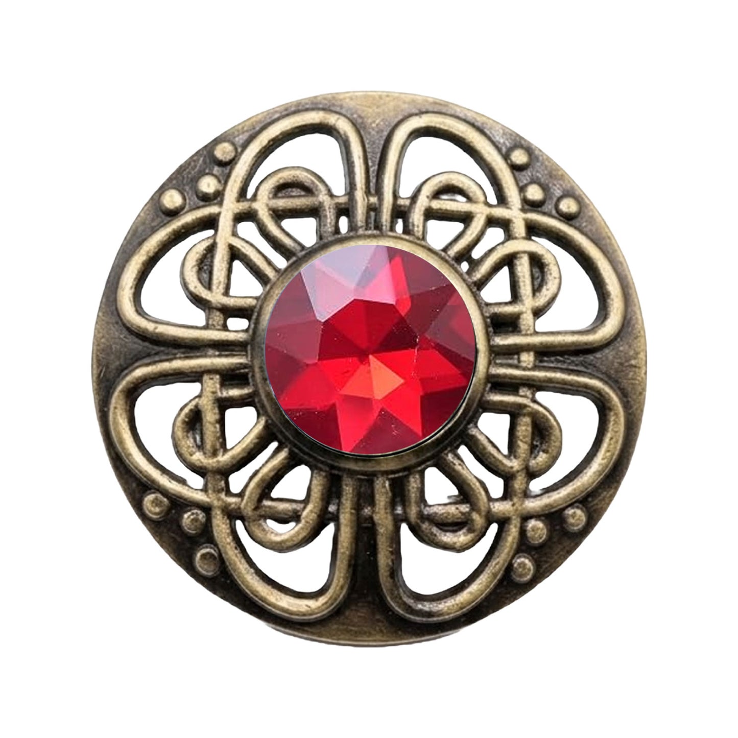 Antique Scottish Celtic Knot Fly Plaid Brooch 3" Pewter Kilt Brooch Gemstone Pin