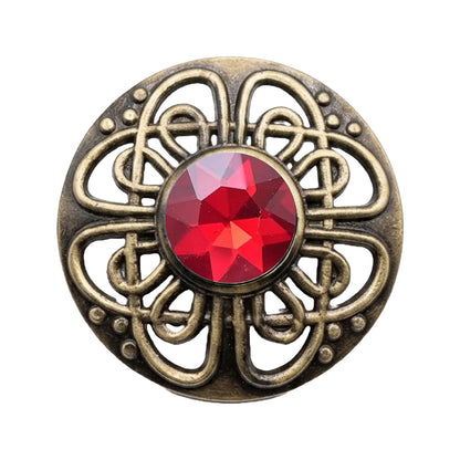 Antique Scottish Celtic Knot Fly Plaid Brooch 3" Pewter Kilt Brooch Gemstone Pin