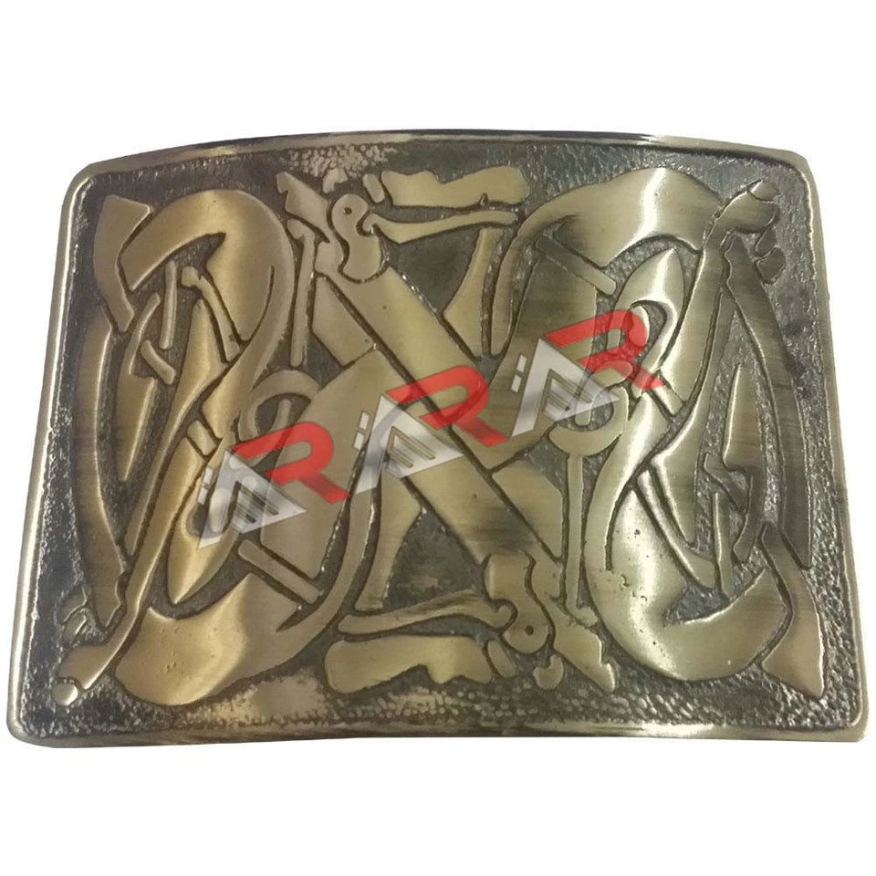 Kilt Belt Buckle Brass Jet Black / Antique Finish Kilt Buckle Celtic Pattern