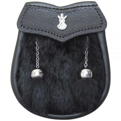 AAR Brand New Baby Black Fur Sporran with St Andrew Badge