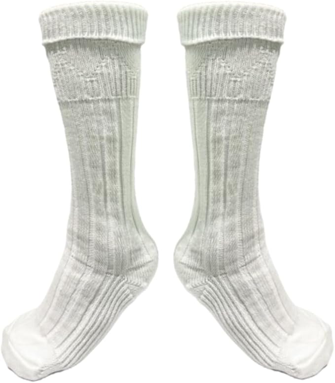 Mens Traditional Scottish Kilt Hose,Scottish Ribbed Socks Wool Blend Cuff Over