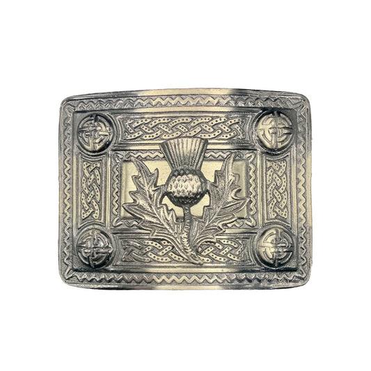Men’s Celtic Kilt Belt Buckle Thistle Antique Finish / Celtic Kilt Belt Buckle