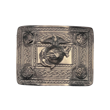 U.S Marine Kilt Belt Buckle Chrome/Gold and Bronze Finish Band Item