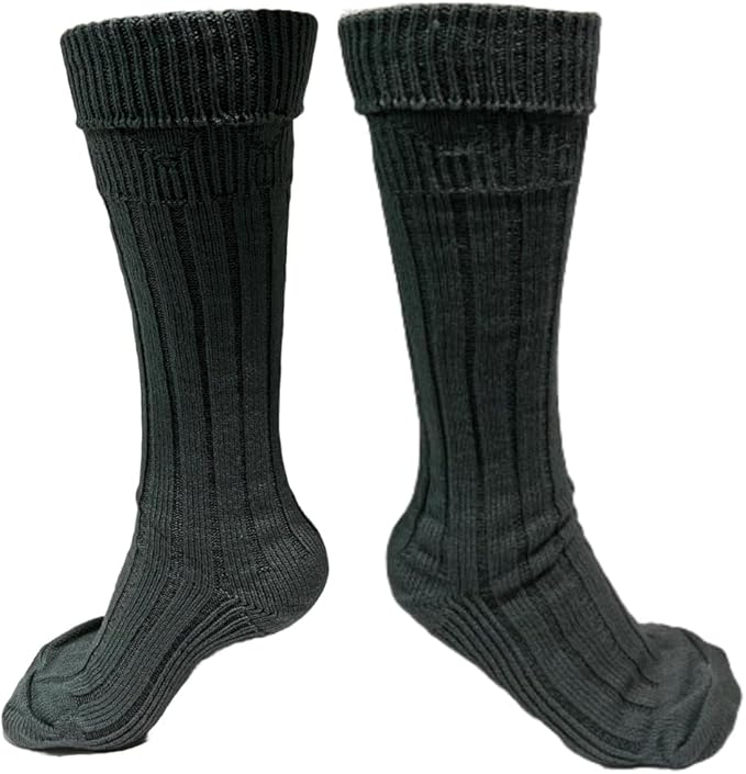 Mens Traditional Scottish Kilt Hose,Scottish Ribbed Socks Wool Blend Cuff Over