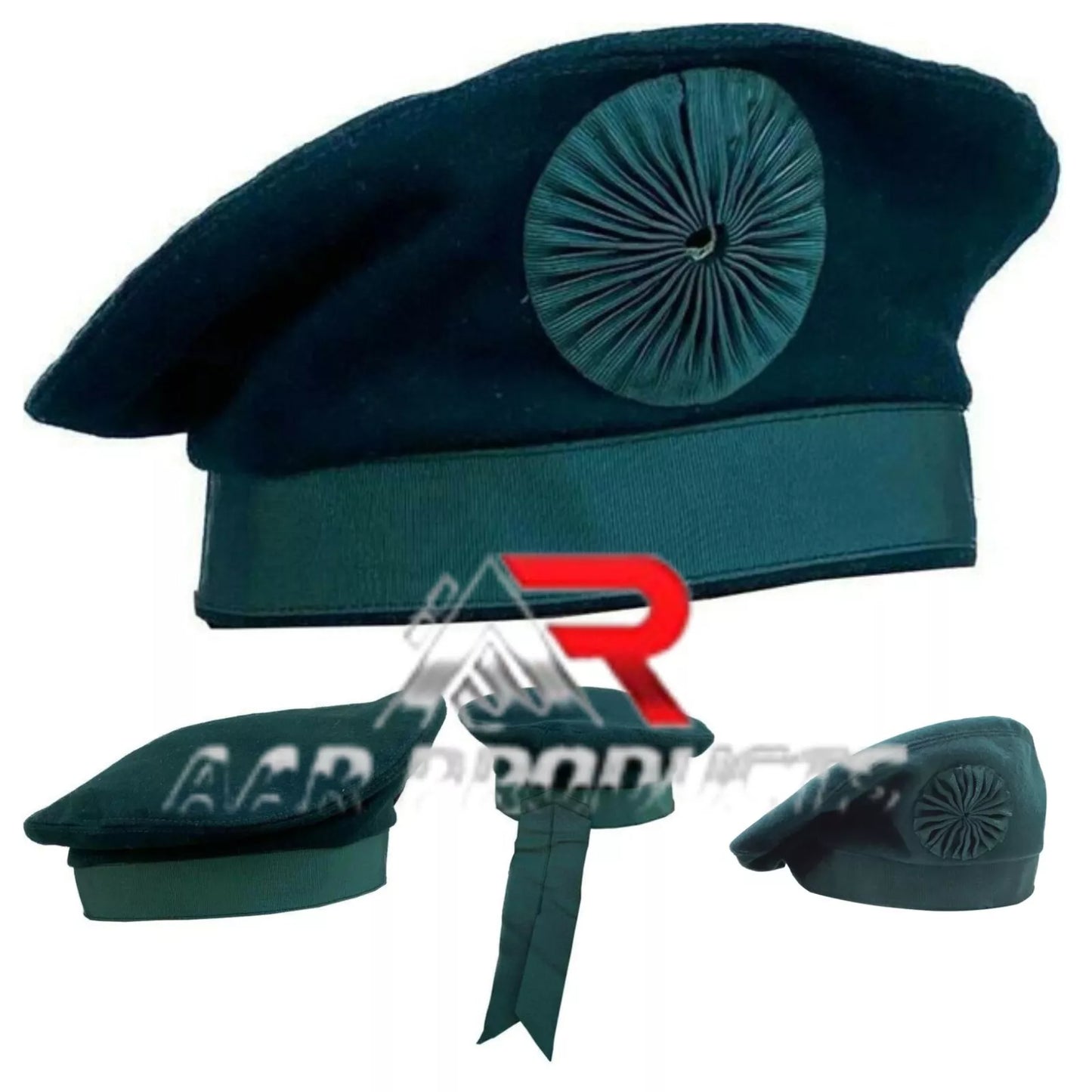 Irish Caubeen Military Wool Hat – Army Beret Balmoral Glengarry Style – 100% Wool Traditional Cap