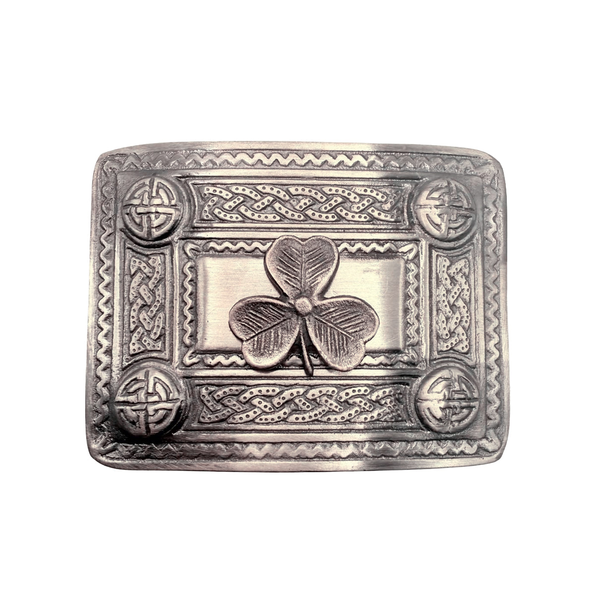AAR Scottish Kilt Belt Buckle Celtic Studs with Irish Shamrock badge Antique Plated