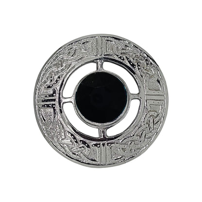 AAR Men's Scottish Celtic Kilt Fly Plaid Brooch Green Stone Chrome Finish 3"