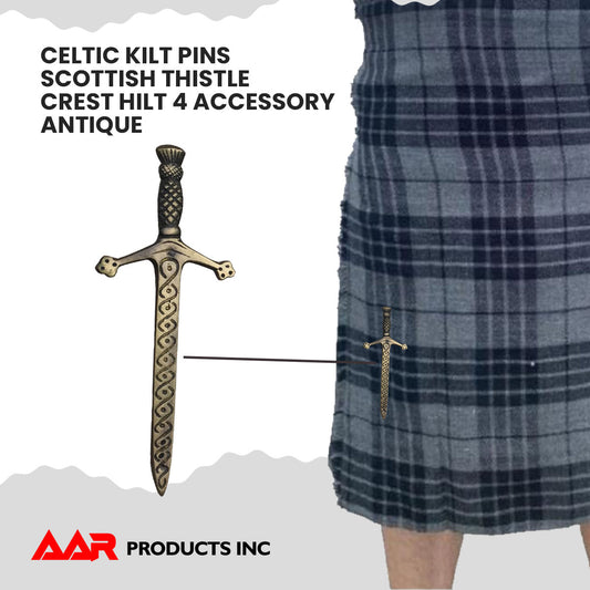 AAR Celtic Kilt Antique Pins Scottish Thistle Crest Hilt 4"