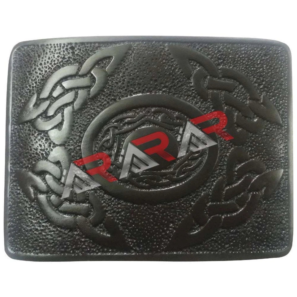 Scottish Celtic Oval Kilt Belt Buckle Jet Black/Antique Finish Highland Buckles
