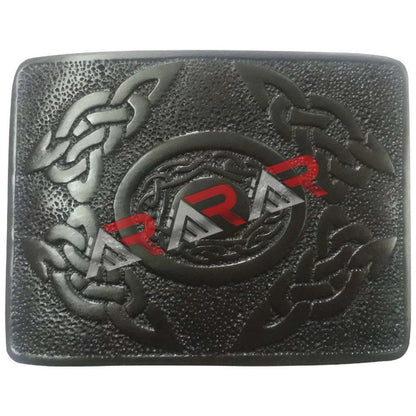 Scottish Celtic Oval Kilt Belt Buckle Jet Black/Antique Finish Highland Buckles