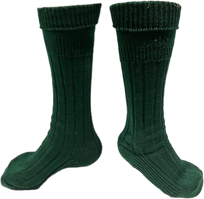Mens Traditional Scottish Kilt Hose,Scottish Ribbed Socks Wool Blend Cuff Over
