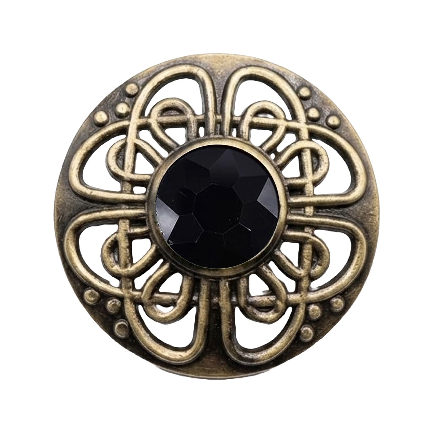 Antique Scottish Celtic Knot Fly Plaid Brooch 3" Pewter Kilt Brooch Gemstone Pin