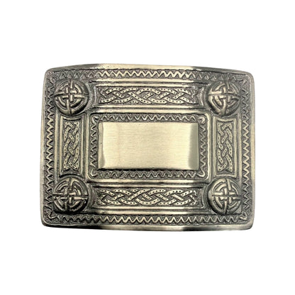 Scottish Buckle Kilts 4 Dome Mirror Kilt Belt Buckle Antique, Jet Black & Chrome Finish