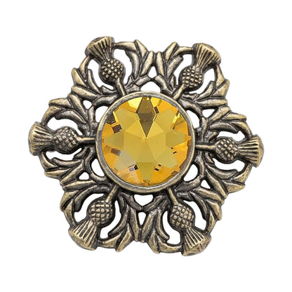 Scottish Celtic Thistle Fly Plaid Brooch Antique