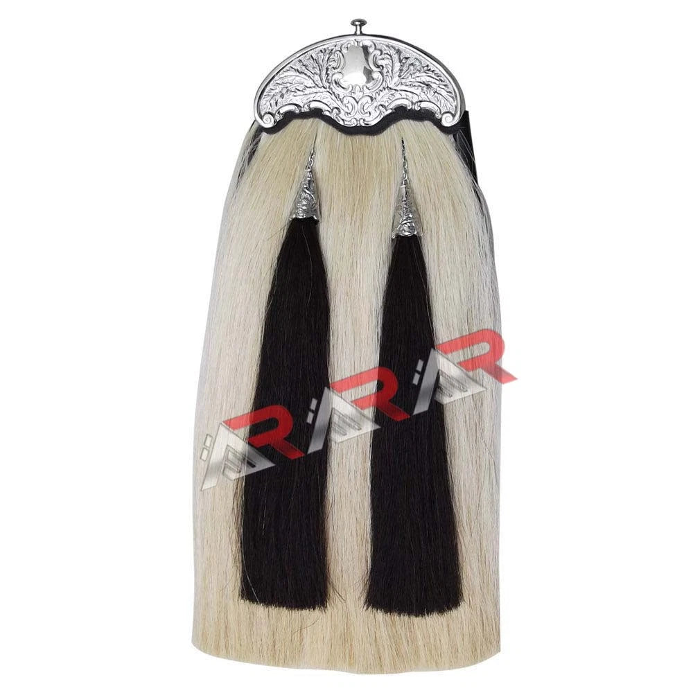 Leather Original Sporran Dress Horse Hair White Black Tassels Thistle Cantle