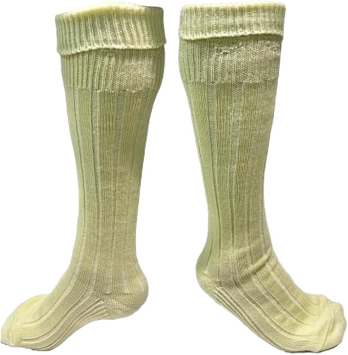 Mens Traditional Scottish Kilt Hose,Scottish Ribbed Socks Wool Blend Cuff Over