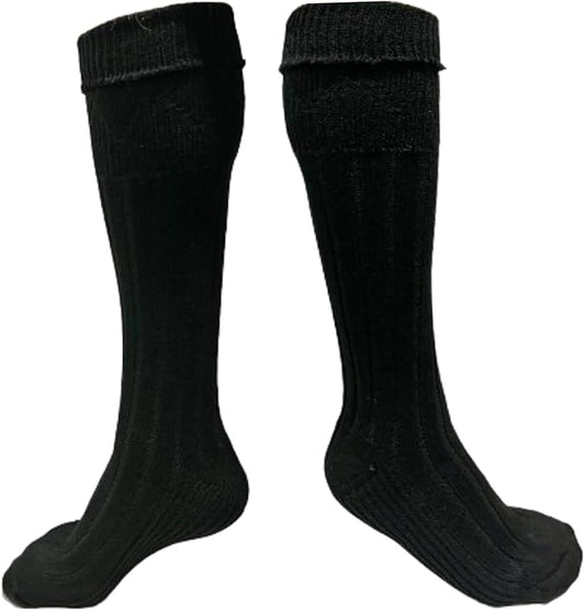 Mens Traditional Scottish Kilt Hose,Scottish Ribbed Socks Wool Blend Cuff Over