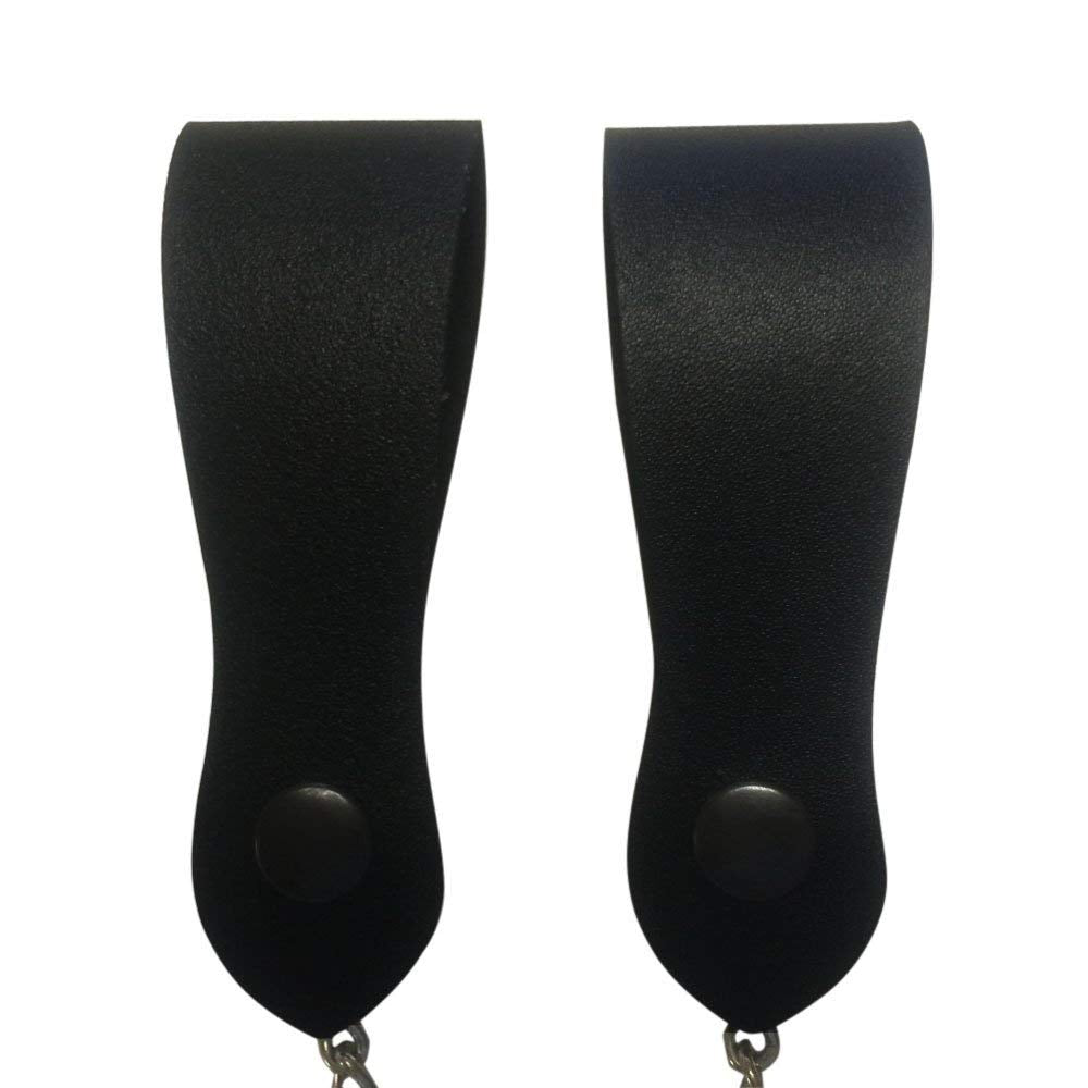 Brand New Pair of Sporran Suspenders Black Leather with Heavy Chain & Heavy Hook