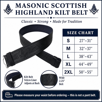 Masonic Kilt belt without Buckle