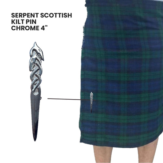 Kilt Pin Scottish Serpent Kilts Pin Highland Color Chrome Finish Size 4"