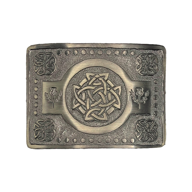 Scottish Buckle Kilt Belt Highland Celtic Knot Work Antique, Chrome and Black Finish