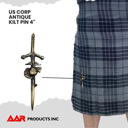Scottish Kilt Pins Highland US Marine Corps Kilts Pin 4" Antique Finish
