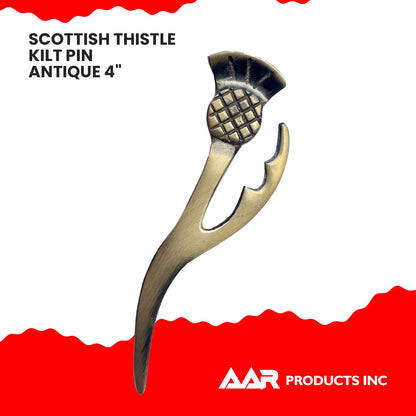 AAR Scottish Thistle Heritage Kilt Pin 4" Antique Finish