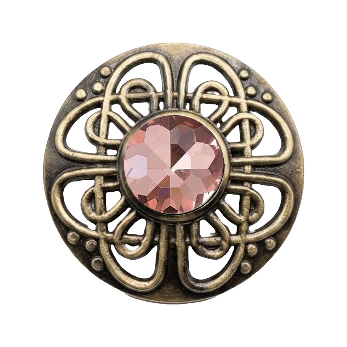 Antique Scottish Celtic Knot Fly Plaid Brooch 3" Pewter Kilt Brooch Gemstone Pin