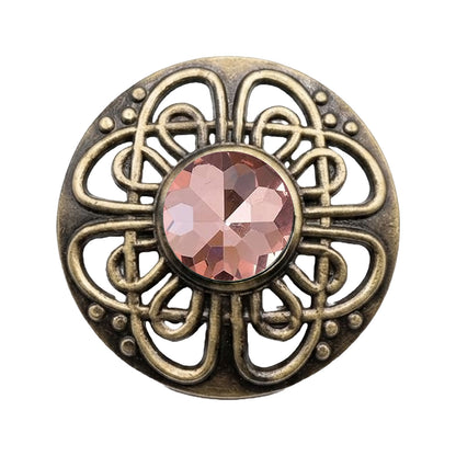 Antique Scottish Celtic Knot Fly Plaid Brooch 3" Pewter Kilt Brooch Gemstone Pin