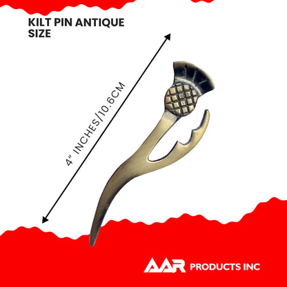 AAR Scottish Thistle Heritage Kilt Pin 4" Antique Finish