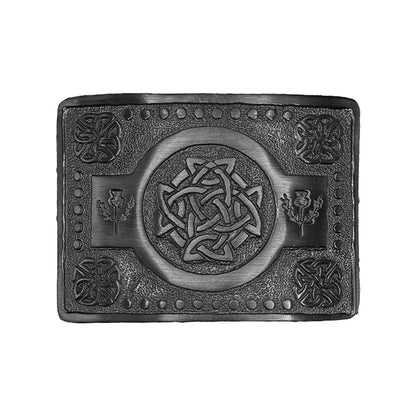 Scottish Buckle Kilt Belt Highland Celtic Knot Work Antique, Chrome and Black Finish