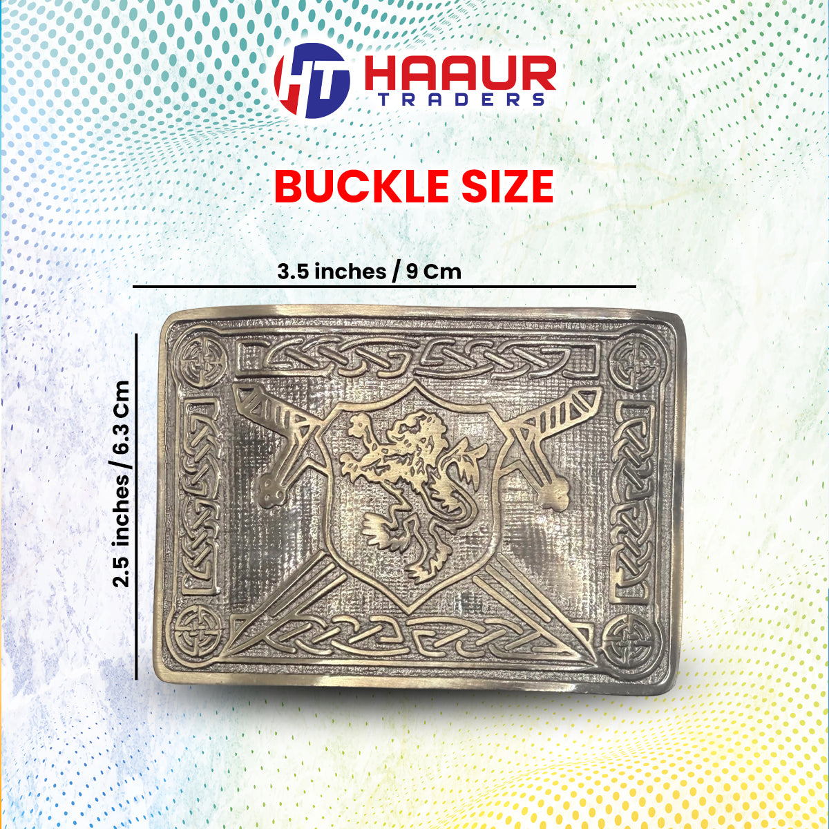 AAR Men Scottish Kilt Belt Buckle Rampant Lion Antique Finish Kilt Pin Socks