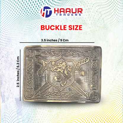 AAR Men Scottish Kilt Belt Buckle Rampant Lion Antique Finish Kilt Pin Socks