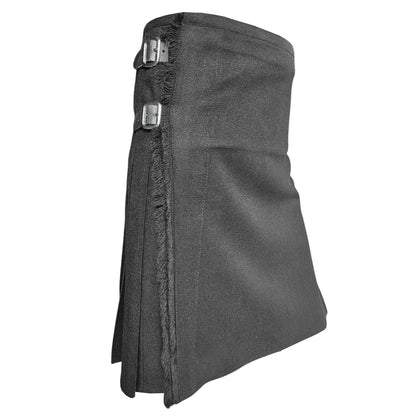 Men’s Scottish Kilt Traditional Plain Black 6 yard Kilts Tartan Highland Wear