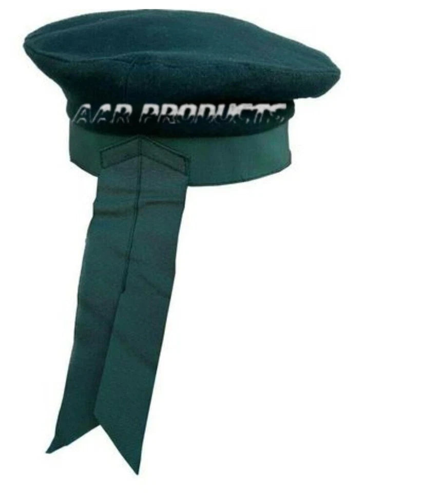 Irish Caubeen Military Wool Hat – Army Beret Balmoral Glengarry Style – 100% Wool Traditional Cap