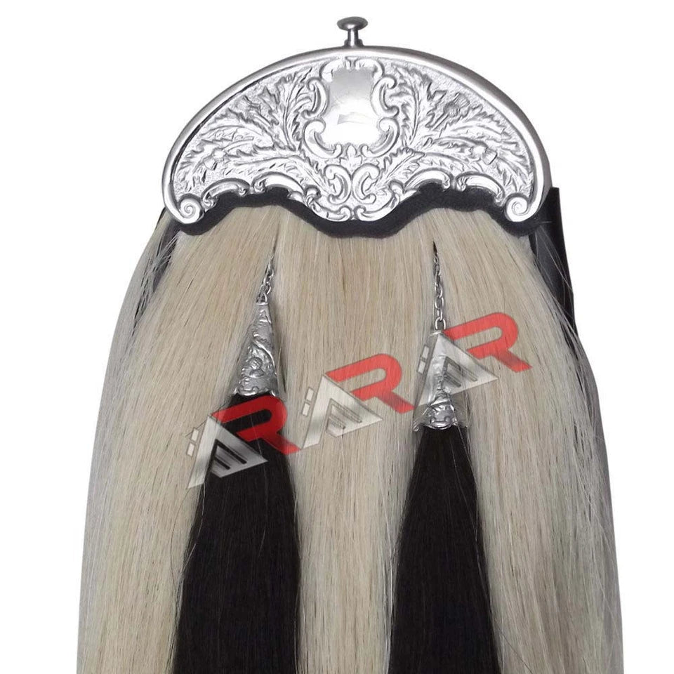 Leather Original Sporran Dress Horse Hair White Black Tassels Thistle Cantle