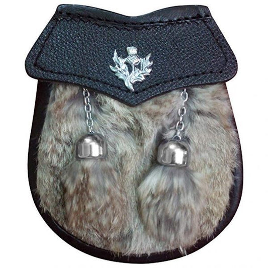 AAR Brand New Thistle Badge Boy Sporran Fur With 2 Tassels