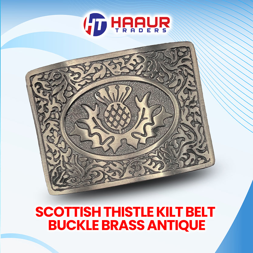 Celtic Oval with Thistle Kilt Belt Buckle / Highland Belt Buckle Thistle Antique