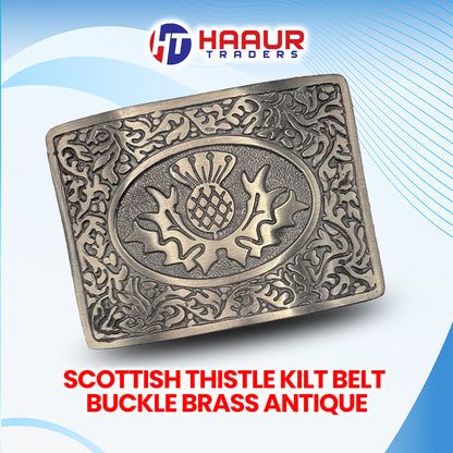 Celtic Oval with Thistle Kilt Belt Buckle / Highland Belt Buckle Thistle Antique