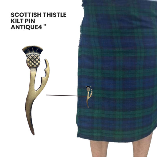 AAR Scottish Thistle Heritage Kilt Pin 4" Antique Finish