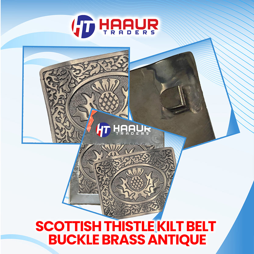 Celtic Oval with Thistle Kilt Belt Buckle / Highland Belt Buckle Thistle Antique