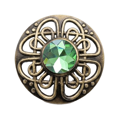 Antique Scottish Celtic Knot Fly Plaid Brooch 3" Pewter Kilt Brooch Gemstone Pin