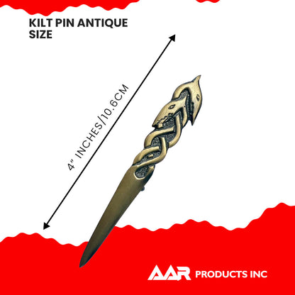 Kilt Pin's Scottish Serpent Highland Kilt's Pin Color Antique Finish Size 4"