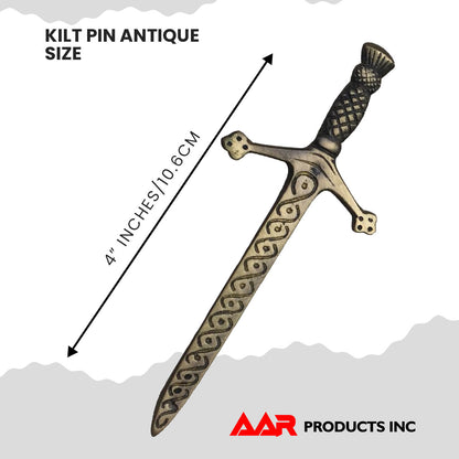 AAR Celtic Kilt Antique Pins Scottish Thistle Crest Hilt 4"