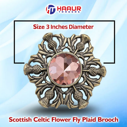 Scottish Celtic Thistle Fly Plaid Brooch Antique